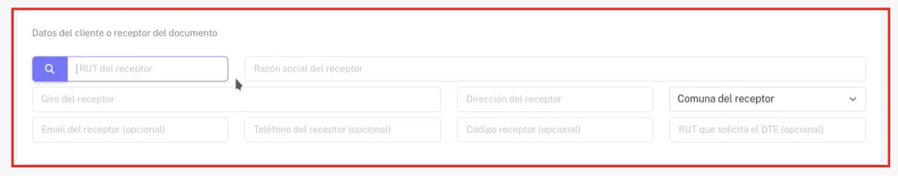 Sección datos del cliente