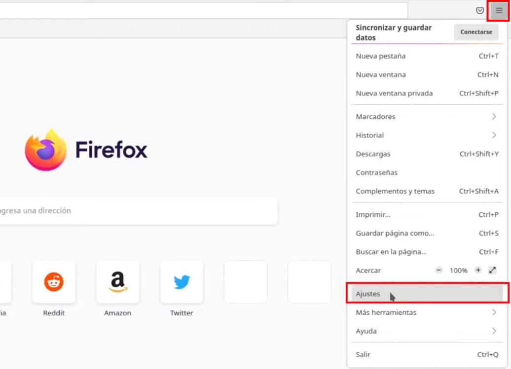 Menú de Firefox