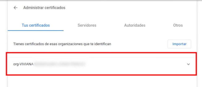 Ventana Tus certificados