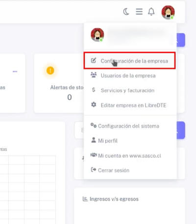Opción Configuración de la empresa