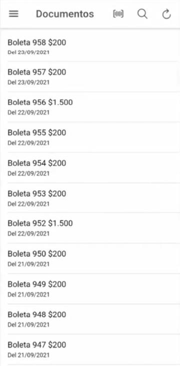 Listado de documentos emitidos
