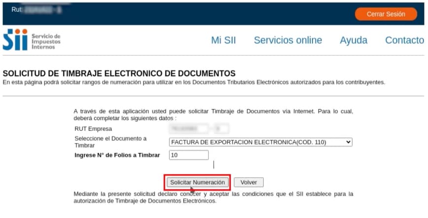 Datos para solicitar Timbraje de documentos