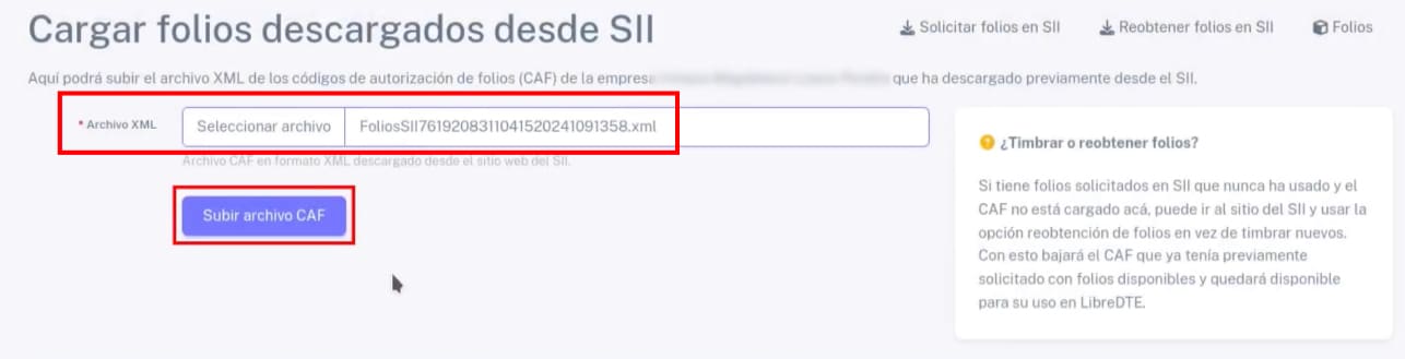 Ventana para subir archivo XML