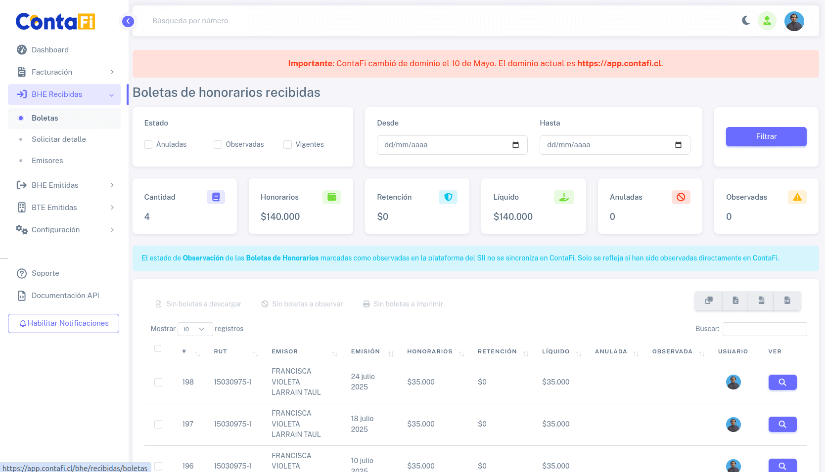 Boletas de Honorarios