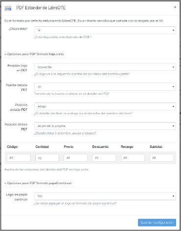 PDF Estándar de LibreDTE