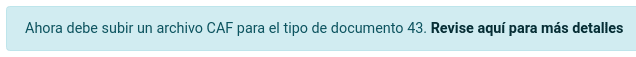 Aviso de subir un archivo CAF