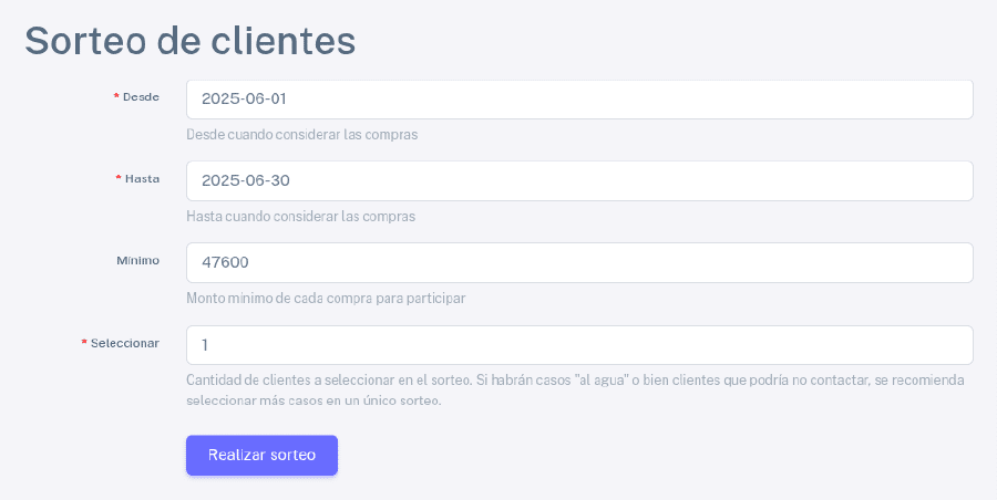 Realizar sorteo