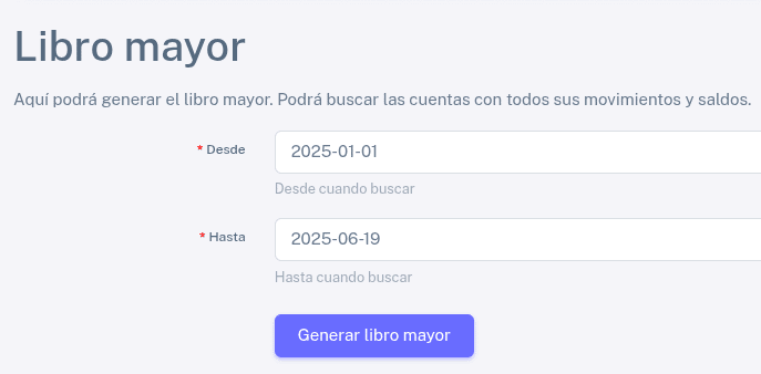 Generar Libro mayor