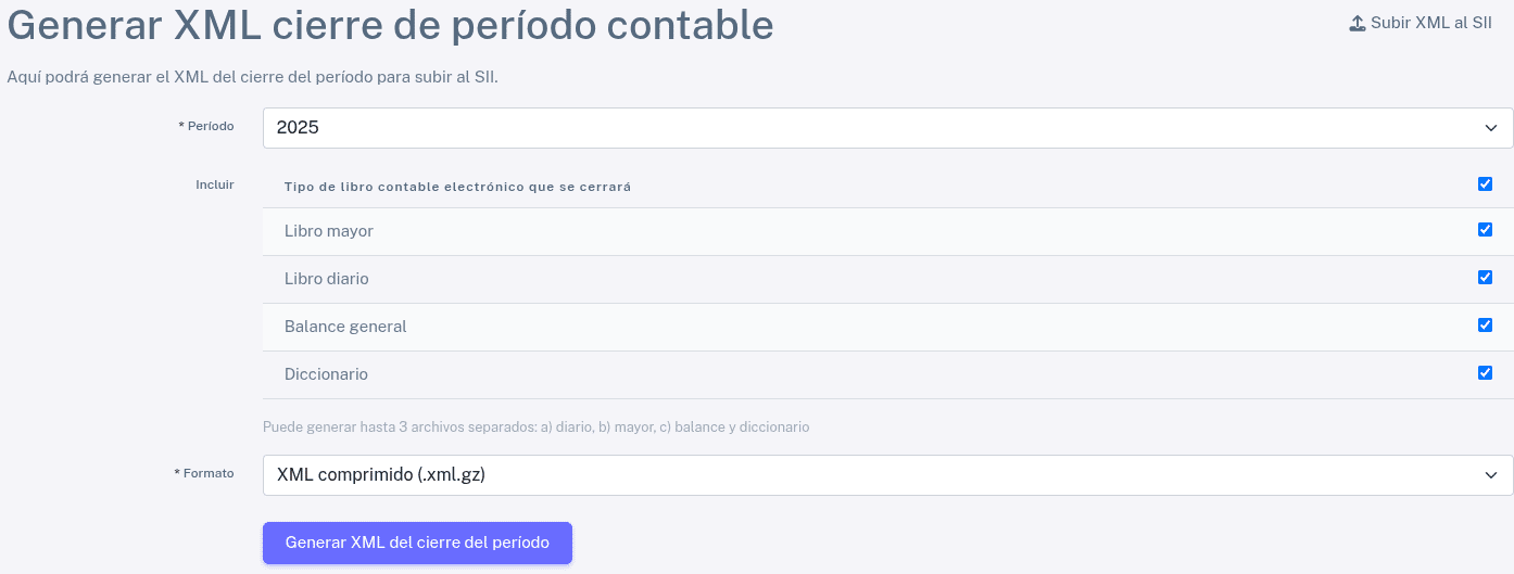 Generar XML de cierre