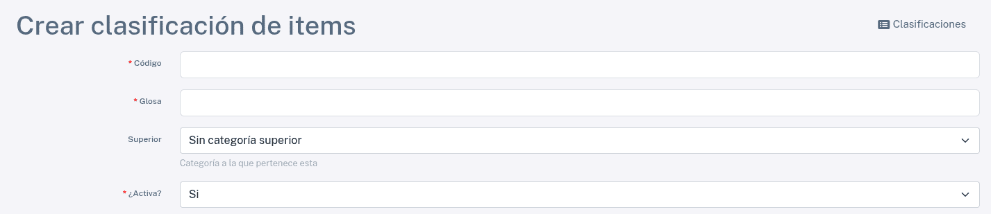 Crear clasificación