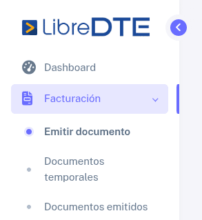 Botón emitir documento menú