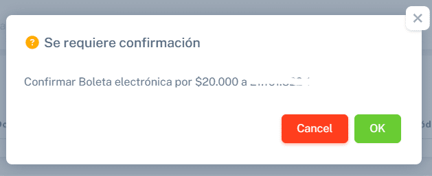 Confirmar emisión de boleta