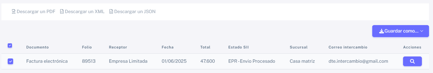 Listado de documentos sin enviar al intercambio