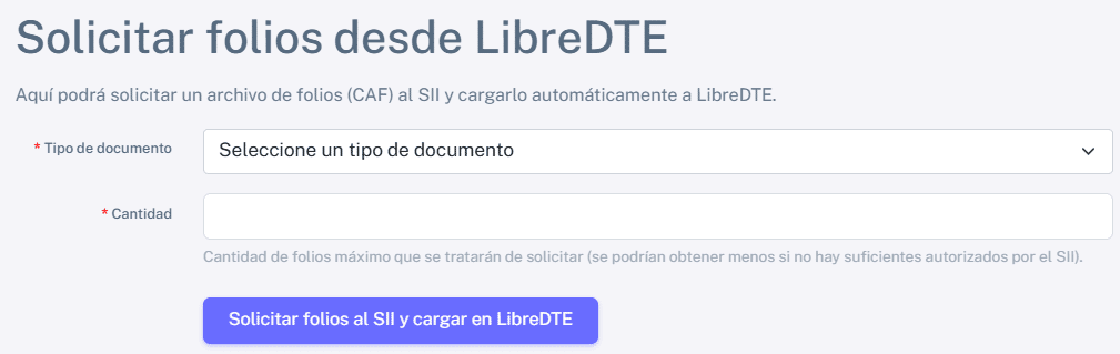 Solicitar folios