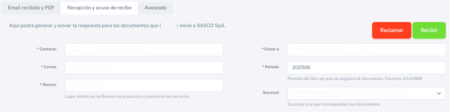 Recepción y acuse de recibo