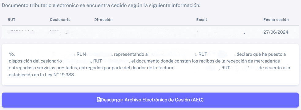 Generar archivo cesión y enviar al SII