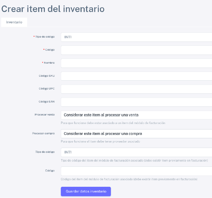 Crear item