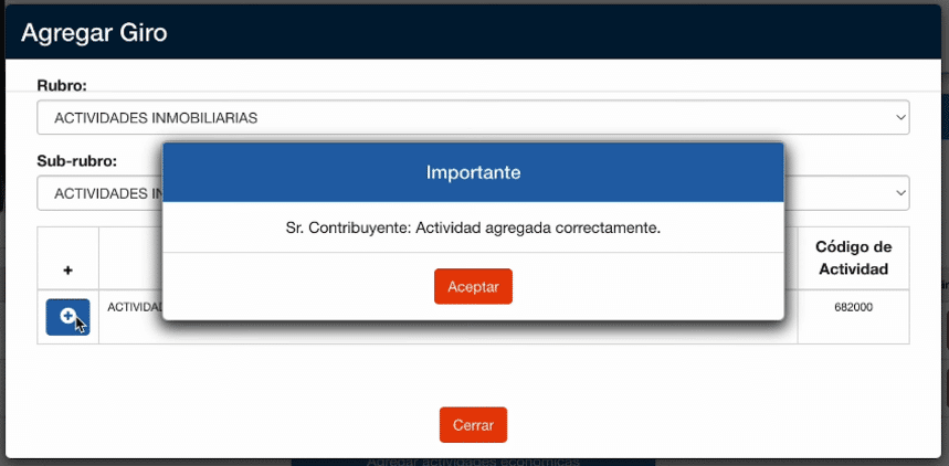 Confirmación para añadir actividad