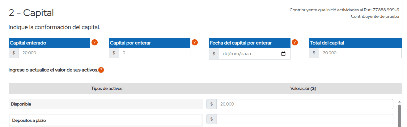 Indicar conformación del capital
