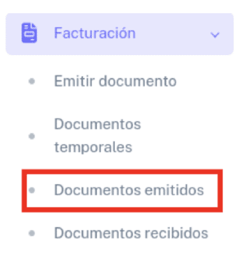 Bandeja de documentos emitidos