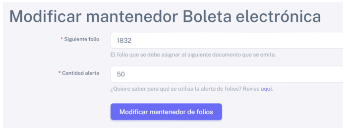 mantenedor de folios