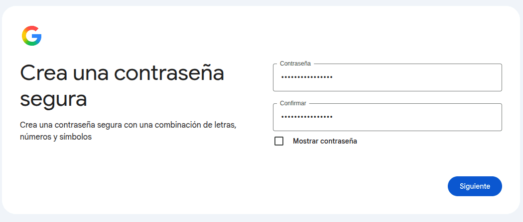 Crear contraseña