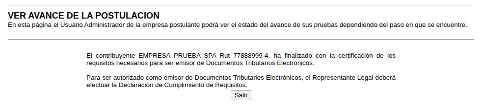 Empresa con visto bueno del SII