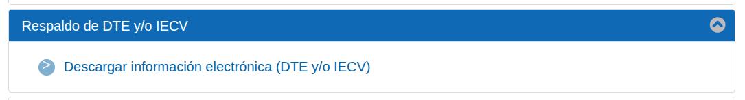 Opción Respaldo de DTE y-o IECV