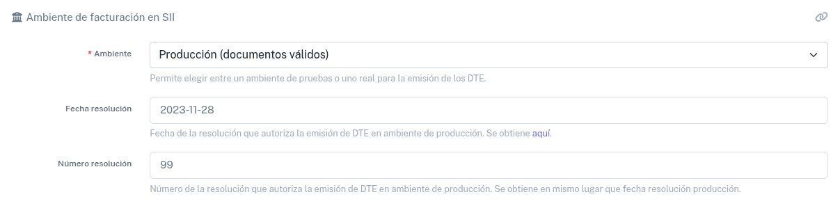 Ambiente de facturación SII