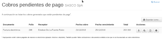 Cobros pendientes de pago LibreDTE Cobros pendientes de pago LibreDTE