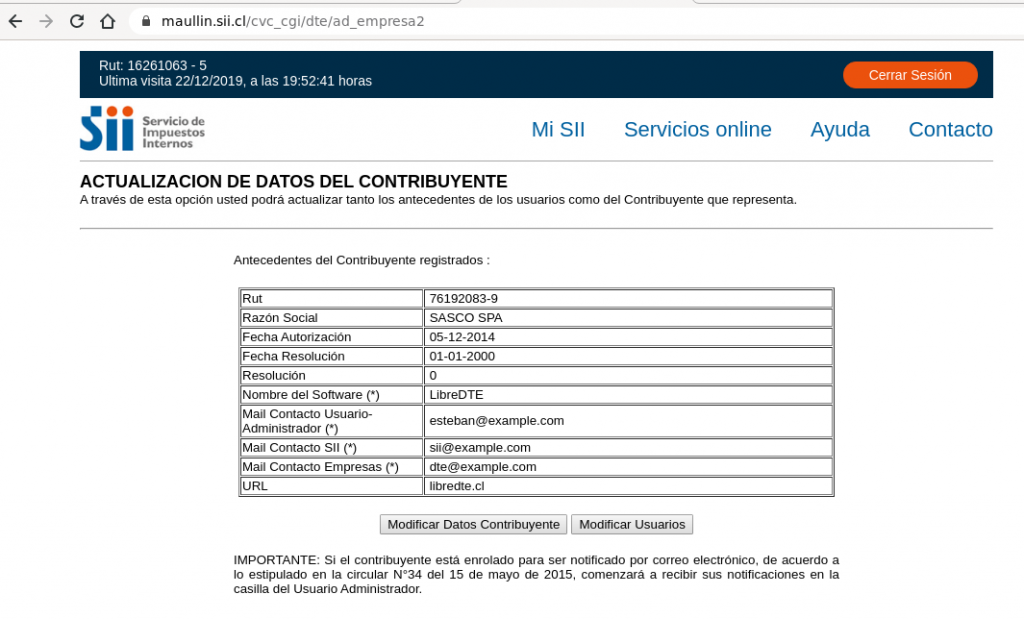 Resolución en SII del 2000