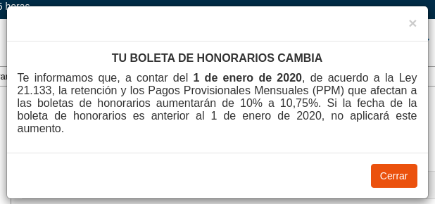 Tasa de retención Boleta de honorario