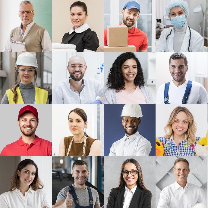 Trabajadores Hombres y mujeres trabajadores de distintas profesiones