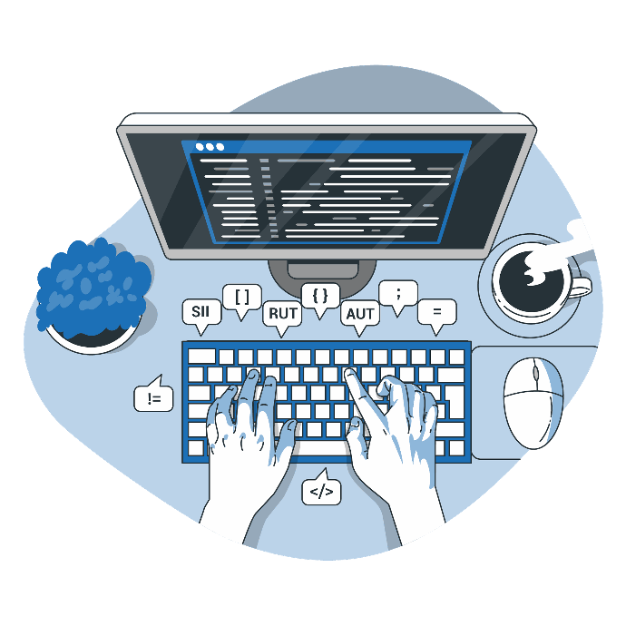 API para consultas al SII Ilustración de manos programando en computador