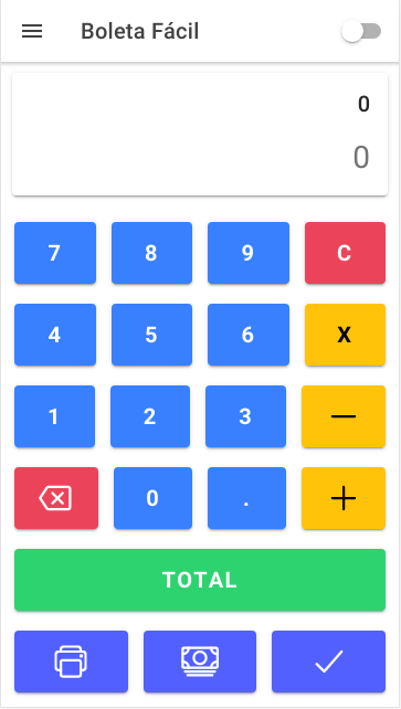 Calculadora POS móvil LibreDTE Interfaz de calculadora POS móvil LibreDTE