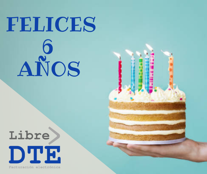 Felices 6 años LibreDTE Imagen de una torta con 6 velas
