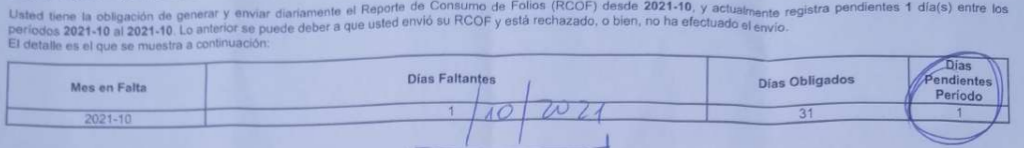 Foto de documento consumo de folios