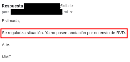 Correo de respuesta del SII